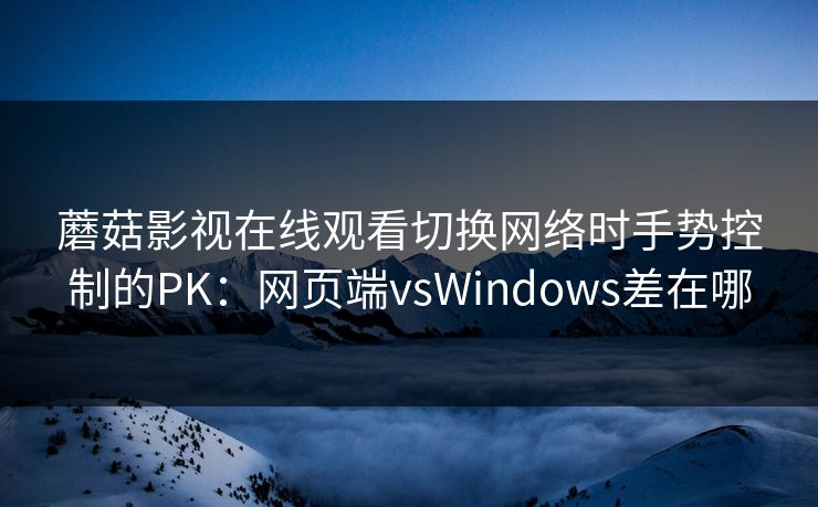 蘑菇影视在线观看切换网络时手势控制的PK：网页端vsWindows差在哪